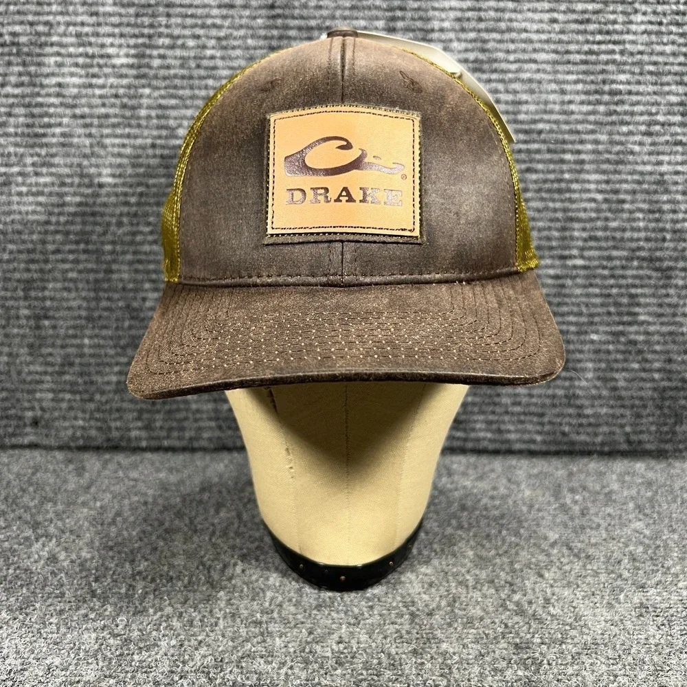 Drake Hat Cap Mens OSFA Snap Back Mesh Trucker Brown Green Outdoor Duck New‎